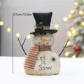 Bambola di peluche di pupazzo di neve in juta vintage con cappello a cilindro natale 27cm - Cappello a Cilindro (YH25504A)
