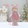 Bambola di peluche natalizia rosa con gambe retrattili, cappello con corna e sciarpa. - Ragazzo Retrattile (XT54003 A)