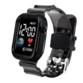 Orologio digitale quadrato trasparente con cinturino nero, schermo luminoso, stile studente. - Nero