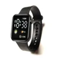 Black LED digital watch, stylish electronic wristwatch for students, minimalist design. - Earth Style - Black