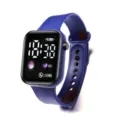 Stylish LED digital watch for men and women, silicone strap, luminous display, minimalist design. - Earth Style - Blue