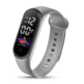 Graues Silikon Digital LED Uhr Armband, Touchscreen Sport Fitness Armband für Kinder. - Grau