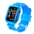 Orologio elettronico digitale blu trasparente per studenti con schermo LED e design quadrato. - Blu