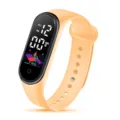Oranger LED Kinder Digital Sportuhren, bequemes Silikonarmband und Touchscreen Display. - Hautfarben