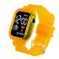 Transparent orange electronic watch square dial resin jelly strap digital sports watch - Orange