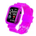 Transparent pink jelly digital watch with square LED display and silicone strap style. - Rose Red