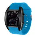 Großhandel Luftfahrt LED Elektronische Uhr Sektor Armaturenbrett Uhr Herren Sport Uhr - Schwarzes Gehäuse Hellblaues Armband