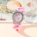 Orologio al quarzo unicorno 3D per bambini con cinturino in silicone rosa e bellissimo quadrante. - Unicorno Rosa Chiaro