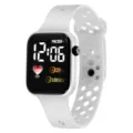 Orologio sportivo digitale bianco con cinturino in silicone traspirante e schermo LED. - Bianco Neve