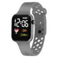 Orologio sportivo digitale grigio con schermo LED quadrato e cinturino in silicone. - Grigio Spaziale