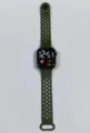 Olive green silicone smartwatch strap detail, square LED screen display with sports data tracking. - Army Green