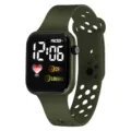 Orologio sportivo digitale LED con cinturino in silicone verde militare e quadrante. - Verde militare
