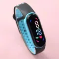 Montre électronique LED bicolore avec écran tactile, bracelet de sport numérique étanche. - Bleu Noir
