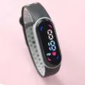 Dual color LED digital watch for kids students waterproof sports touch electronic wristband - Black Gray