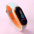Dual-color silicone LED electronic watch with vibrant digital display and breathable strap. - Gray and Orange