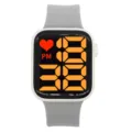 Minimalistische quadratische digitale Uhr mit grauem Silikonarmband für den Alltag. - Graues Band Gelbes Licht