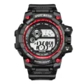 Men multi-functional digital sports watch waterproof outdoor electronic wristwatch - Red