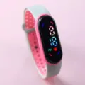 Dual-color silicone strap LED electronic sports watch, vibrant display, fitness bracelet. - Dusty Pink