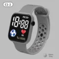 Fashion LED digital watch with hollow football strap, square electronic sports watch in space grey. - Space Gray