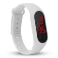 Weißer LED Silikon Sportuhren für Studenten, stilvolles elektronisches Armband Display. - Weiß