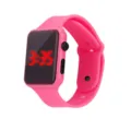 Rosa quadratische LED Digitaluhr mit Silikonarmband, stylische Sport Elektronikuhr für Jugendliche. - Rosa