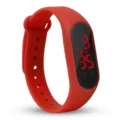 Rote LED Elektronik Sport Uhr für Studenten, stilvolles Silikon Armband mit digitaler Anzeige. - Rot