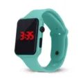 Mintgrüne LED Digitaluhr Silikonarmband Quadratische Elektronische Sportuhr für Studenten - Mintgrün