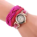 Damen Strass Mehrfach Wickelarmband Quarzuhr pink Variante fur modische Alltagsbekleidung - Fuchsia