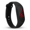 Schwarzes LED elektronisches Sportarmband modische digitale Armbanduhr fuer Alltag. - Schwarz