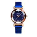 Orologio donna cielo stellato cassa oro rosa cinturino maglia magnetica blu al quarzo - blu stellato