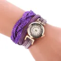 Damen lila Wickel Strass Armbanduhr elegante Mode Quarz Armbanduhr fuer taeglichen Gebrauch - Dunkellila
