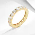 Gold eternity ring featuring sparkling cushion-cut zircon stones for women's elegant style. - Yellow Gold Accent Ring 2#