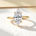 Bague moissanite taille marquise 2 carats, élégant anneau doré, superbe bijou de luxe. - Taille 4 / Jaune