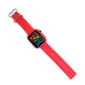 Rote Silikon Digitaluhr mit buntem LED-Display, quadratischem Gehaeuse und Design. - Rot
