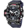 Herren taktische Sport Elektronik Uhr wasserdicht Dual Display Digital Quarz Armbanduhr - Stil 8072 Blau