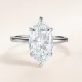 S925 sterling silver marquise cut zircon ring, elegant minimalist stackable jewelry. - Size 5 / Main Ring Style / White Gold