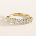 Gorgeous gold-plated 925 silver multi-stone cluster ring detail, elegant stacking jewelry. - Size 5 / Side Ring Style / Gold