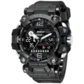Herren taktische digitale Sportuhr mit Dual-Display, robustem schwarzem Harzarmband wasserdicht. - Stil 8072 Dunkelgrau