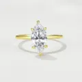 Marquise cut moissanite ring in gold tone 925 silver, elegant stackable ring detail shot. - Size 10 / Marquise Main Ring Yellow Gold Color