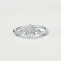 Detailed close-up view of the marquise moissanite stones and sterling silver crown. - Size 10 / Crown Side Ring Platinum Gold Color