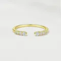 Exquisite detail of S925 sterling silver open moissanite ring with sparkling paved stones. - Size 10 / Open Side Ring Yellow Gold Color