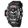 Robustes Herren Sport Taktik Uhr, schwarz silber elektronisch wasserdicht Armbanduhr - Stil 8078 Schwarz-Weiß