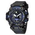 Herren Taktisch Sport Digital Uhr Wasserdicht Militär Quarz Dual Display Armbanduhr - Stil 8078 Schwarz-Blau
