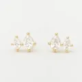S925 Sterlingsilber tropfenförmige Zirkonia Ohrstecker minimalistischer eleganter Schmuck - 925er Silber / Gelb
