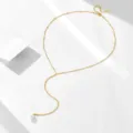 S925 Zilveren Y-Vormige Parel Ketting Minimalistisch Chique Lange Keten Dames Sieraden - Goud