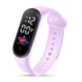 Digitale LED Kinder Uhr Silikon Armband Sport Armreif in Rosa wasserdicht schick - Hellviolett