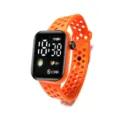 Orangene digitale Sportuhr mit Erdanzeige, stylische wasserdichte elektronische Armbanduhr. - Dynamisches Orange