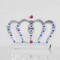 Silver fabric crown for kids birthday party, costume prop with colorful rhinestones toy. - One Size / King Crown with Strap / Silver
