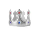 Silver kids king crown birthday party hat with red blue gems for cake decoration and props - One Size / King Crown / Silver