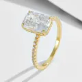 Bague Argent Sterling 925 Coupe Radieuse Diamant Carbone 3.5 Carats Luxe Bijou Femme - Taille 5 / Jaune